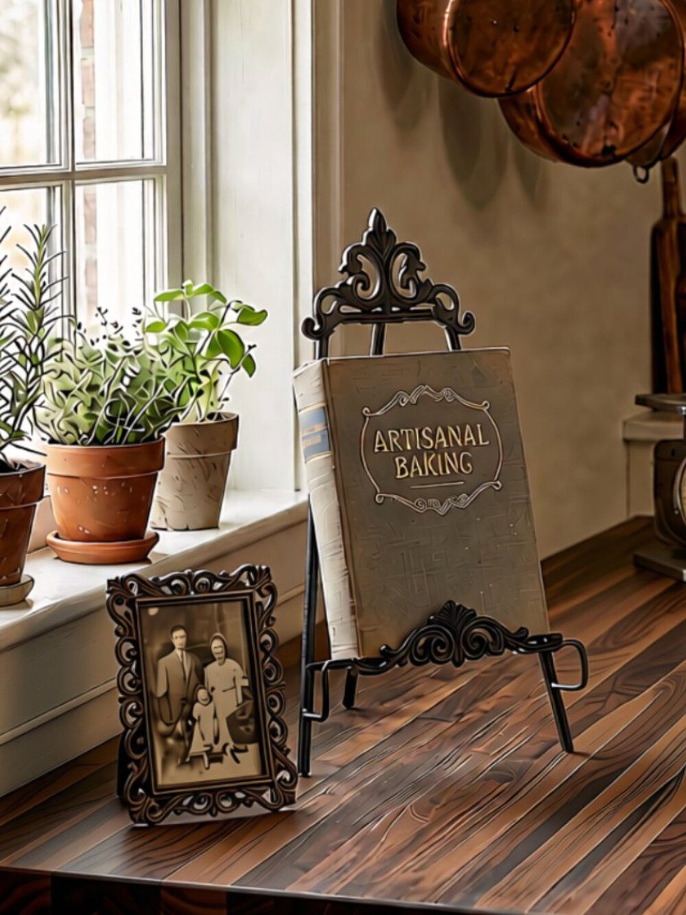 Decorative Metal Easel Stand – Wedding Sign, Cookbook, or Display Holder